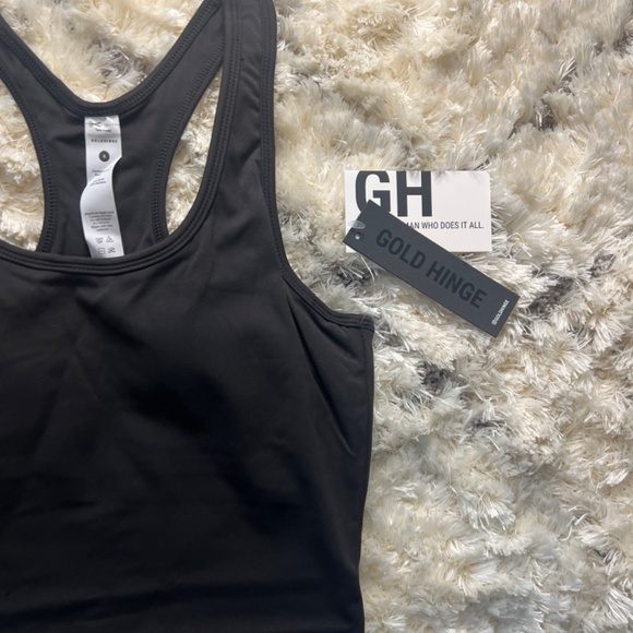 🖤 Gold Hinge Black Essential Full Length Racerback Top Shirt - Picture 3 of 5